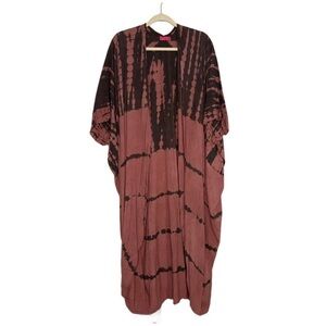 SHU-SHI Women's Oversized Tie Dye Kimono Size XL Rust Black